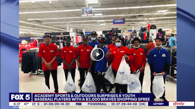 Academy Sports & Outdoors Surprises 8 Youth Baseball Players With A $2,000 Braves Shopping Spree